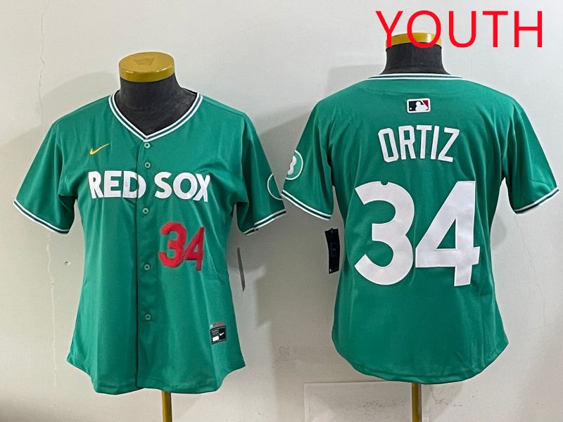 Youth 2025 Boston Red Sox #34 Ortiz Dark Green Joint Name Nike MLB Jersey style 2